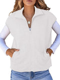 And Autumn Explosion Women's Collar Zipper Vest Waffge Pocket Sweatshirt Sleeveless Coat