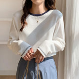 Long-Sleeved T-Shirt Women's New Design Is Full Of Impact Color Round-Neck Waffle Top And Bottom
