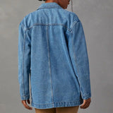 Women's Fashion Casual Wash Blue Cowboy Suit Jacket Women