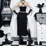 Summer 2024 New Hip Skirt Dark Wind Sexy Cross Splicing Basic Tie-Up Half-Skirt