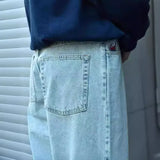 Year's Popular Style Y2K Street Boy Jeans Hip-Hop Cartoon Embroidered Blue