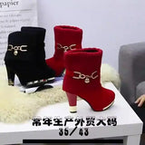 Summer New Style Thick Heel Hollowed-Out Sandals Fish Mouth Clasp Large Size Sandals O'lady