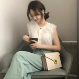 Zingj Summer New Lace Hook Flower Hollow Bottom Shirt Thin Slim Sleeveless Vest Sweater Top Women's