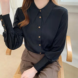 Small Pointed Collar Satin Gloss Commuter Professional White Shirt Female Design Sense Niche 2025 Autumn