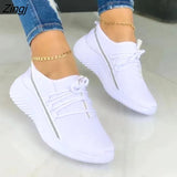 Women's Knitted Mesh Sneakers Fashion Soft Bottom Breathable Outdoor Leisure Walking Shoes Summer Women Vulcanized