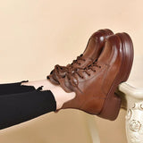 Zingj Martin Boots 2023 Autumn And Winter New Muffins And Vintage English Round-Toed Short Boots With Cowhide Women's
