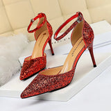 Zingj Thin With High With Shallow Mouth Pointed Hollow Sequins Sexy Nightclub Show Thin A