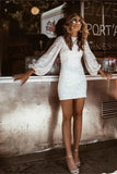 Dress Round Neck Long Sleeve Sequins Slim Fit Pencil
