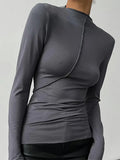 2024 Long Sleeve T Shirts Women White Autumn Winter Casual Black Basic Gray Sexy Tops 90s Fashion