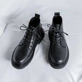 Zingj Help Martin Boots Male Handsome Autumn British Locomotive Ins Leather Shoes Port Style Couples Work Boots