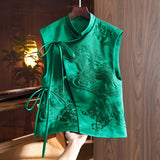 Vest Jacket Women's Spring And Summer New Style Guochao Retro Heavy Industry White Stork Embroidery With Chinese Style Horse Clip