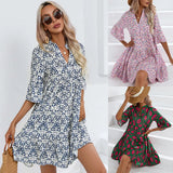 Zingj Women's Hot Style Dress 2023 Summer Loose V-Neck Casual Short Dress Women's
