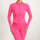 Zingj And Winter Outdoor Running Yoga Coat Women's Standing Collar Zip Sports Quick Dry Tight Long Sleeve Sports Top-Outfit
