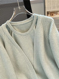 Zingj Retro Lazy Loose Knitted Cardigan Women's Autumn New Minority Foreign Style Sweater Harness Vest Two-Piece