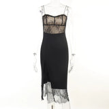 Sexy Little Sling Lace Spliced Split Dress Female Heart Pure Desire Wave Lead Fairy