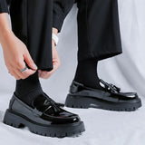 Zingj Small Leather Shoes Men's Platform Korean Version Of Tassel A Foot Pedal Formal Casual Height Hair Stylist Men's Shoes