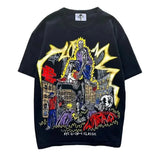 Men's T-Shirt Pure Cotton Street Clothing Animation Leisure Oversized Basketball Printed Short-Sleeved Shirt