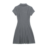 New Wide Pleated Lapel Short Fashionable Dress