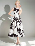Vest, Long Dress, High Sense, Light Extravagant Round Collar, Waist Slim, Sleeveless A-Print, Large Pendulum