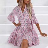 Zingj Women's Hot Style Dress 2023 Summer Loose V-Neck Casual Short Dress Women's