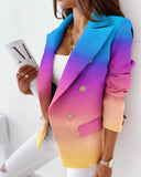 Zingj Wise New Autumn And Winter Hot Style Long Sleeve Double Breasted Printed Suit Small