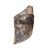 Zingj Summer New Women's Fashion Sexy Hot Girl Irregular Inclined Shoulder Vintage Print Slim Vest Woman- Outfit
