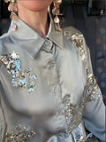 Embroidery Stain Casual Print Suit Women Long Sleeve Top Shirts Loose Pants Two Piece Set Female Outfits Party