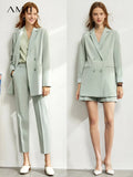 Minimalism Spring Female Offical Lady Blazer Women,Lace Vneck Tanks,High Waist Women's pants Female Shorts