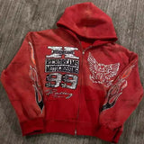 Street H-Hang Hop Star Girl Print Black Zipper Hoodie Female Y2k Harajuku Coat