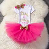 Girls Summer Dress Cute Newborn Baby Girl Clothes 1st Birthday Baby Bodysuit Romper+Ruffles Tutu Skirt +Headband