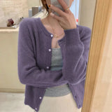 Zingj New Round-Necked Purple Sweater In Early Autumn Is Loose And Wears A Sweater