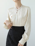 Chinese Style Collar Shirt Women's Dress 2025 Light National Style Flowering And Set Of Squints On The Horse Face
