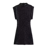 New With Cushioned Shoulder Squins Embellion Slimming Mini