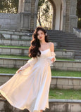 Satin Elegant Party Dresses for Women 2023 Summer Sexy V-Neck Birthday Vacation Clothes Diamond Chain Strap Midi