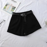 Women Chic All-match Korean Casual Basic Simple Harajuku Teens Denim Short Trouser Basic Loose Wide-leg Womens
