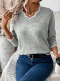 And Winter Leisure Jacket Lady Sweater Simple Atmosphere Solid Color Knitted Bottom Shirt
