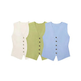 New Undecorated Knitted Vest Knitted Folding Splicing Skirt
