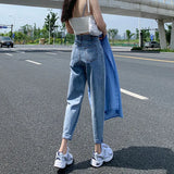 Zingj Jeans Women's Fall Women 2024 New High Waist Slim Versatile Loose Straight Dad Turnip Pants-Outfit