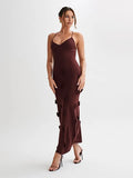Beach Hoodie Jersey Knitted Embroidered Sling Skirt Sexy-Back Tying With Ass Long