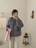 Winter Down Jacket Female Short Style 2024 Minority Korean Hooded White Duck Velvet Loose Puff Feeling Bread Coat Tide-Outfit
