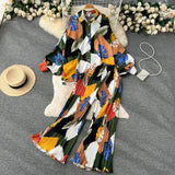 Zingj Style Two-Piece Suit Women's Autumn French Retro Print Loose Long-Sleeved Skirt High-Waist Straight Casual