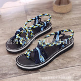 Zingj Size Summer Beach Sandals Women Clip Toe Rope Knot Flat Slippers Women- Outfit