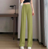 Zingj Pants Female Spring And Autumn 2024 New High Waist Hanging Feeling Loose Straight Leg Hanging Feeling Wide Leg Pants Large Size Pink Casual