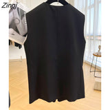 Vests Women New Spring Vintage Basic Sleeveless Outwear Office Lady Leisure M-3XL Loose Temperament Fashion Chic