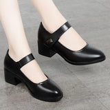 Zingj Shoes Spring / Summer 2023 Breathable Women's Shoes Thick Heel Soft Sole Work Shoes Casual Comfortable Black Medium Heel