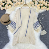 Zingj Style Embroidery Sun-Protected Shirt On The Beach With A Loose Coat Bohemian Tassel Cardigan Elegant Super Fairy