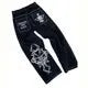 Year's New Skeleton Embroidered Jeans For Men's Casual Street Style Korean Version Of The Trend Is