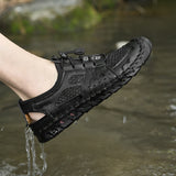 Zingj New Summer Sandals Men's Breathable Fashion Outdoor Hand-Stitched Large-Size Beach Baotou Sandals