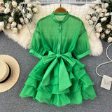 Zingj Chic Blouse Women's Autumn Wear New Lotus Leaf Edge Foreign Style Senior Design Sense Bow Tie Minority