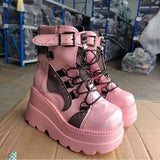 And Large-Size Flat Bottom With Martin Boots Women's Autumn And Winter Water Table Thick-Bottom Gothic-Style Boots Women
